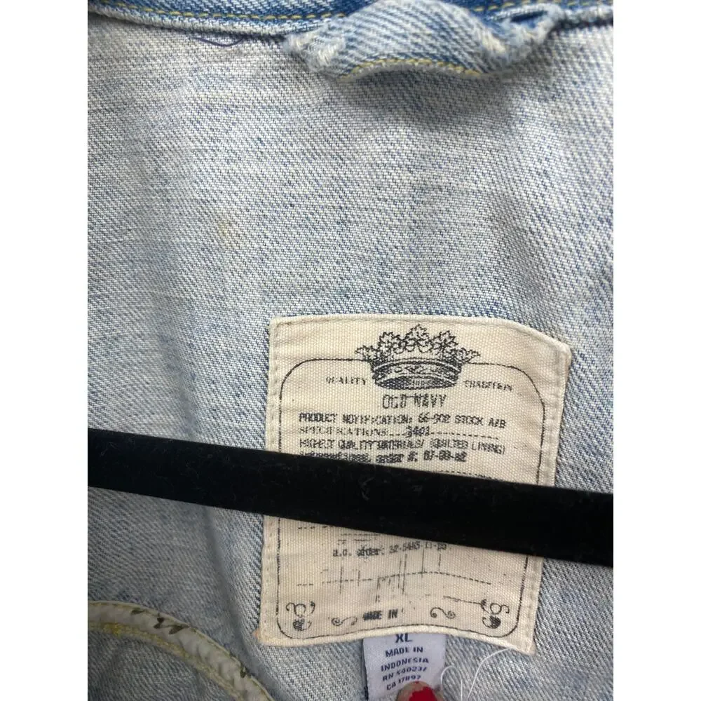 Vintage old navy women XL denim patchwork vest - Picture 5 of 7